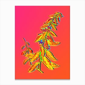 Neon Goji Berry Tree Botanical in Hot Pink and Electric Blue Canvas Print