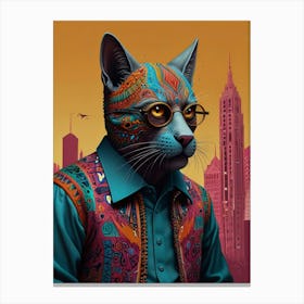 Cat With Glasses 1 Canvas Print