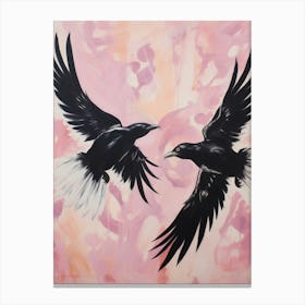 Pink Ethereal Bird Painting Raven 1 Canvas Print