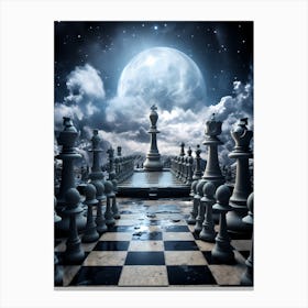 Chess Board With Moon 1 Canvas Print