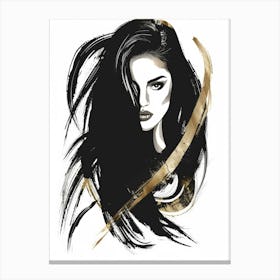 Portrait Of A Woman With Long Hair 1 Canvas Print