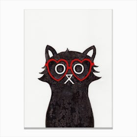 Heart Specs Cat Canvas Print