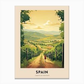 Camino De Santiago Spain 2 Vintage Hiking Travel Poster Canvas Print