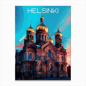 Colourful Helsinki Finland travel poster Art Print Canvas Print