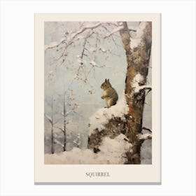 Vintage Winter Animal Painting Poster Squirrel 2 Canvas Print