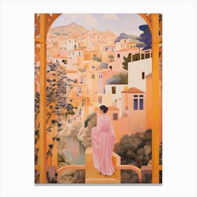 Canary Islands Spain 2 Vintage Pink Travel Illustration Canvas Print
