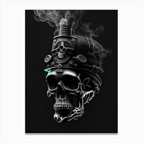 Skull With Neon Accents Stream Punk Canvas Print