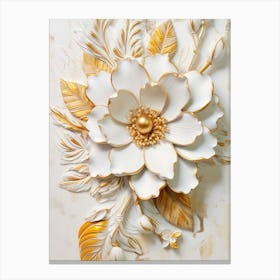 White And Gold Flower Canvas Print