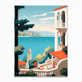 French Riviera, France, Bold Outlines 4 Canvas Print