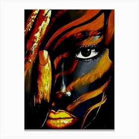 Abstract Woman In Black And Orange Painting Canvas Print