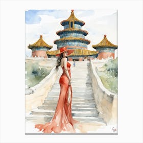 Chinese Woman In Red Dress 2 Canvas Print