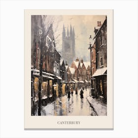 Vintage Winter Painting Poster Canterbury United Kingdom 1 Canvas Print