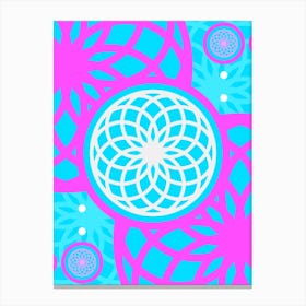 Geometric Glyph in White and Bubblegum Pink and Candy Blue n.0015 Canvas Print