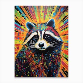 Mkelly341 Raccoon In The Style Of Vibrant Metaphysical Dotted Canvas Print