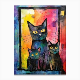 A Black Cat Family Colourful Collage Canvas Print