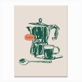 Coffee Pot And Spoon Canvas Print