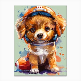 Dog In Football Helmet Canvas Print