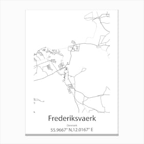 Frederiksvaerk,Denmark Minimalist Map Canvas Print