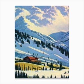 Heavenly, Usa Ski Resort Vintage Landscape 2 Skiing Poster Canvas Print