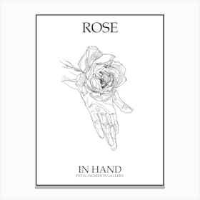 Rose In Hand Line Drawing 4 Poster Canvas Print
