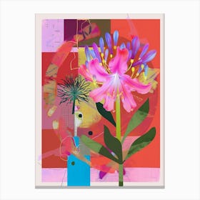 Agapanthus 2 Neon Flower Collage Canvas Print