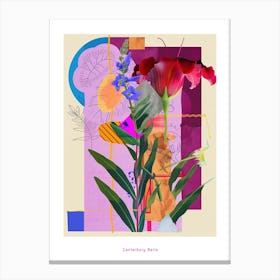Canterbury Bells 2 Neon Flower Collage Poster Canvas Print