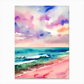 Cottesloe Beach, Australia Pink Watercolour Canvas Print