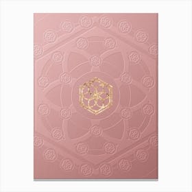 Geometric Gold Glyph Abstract on Circle Array in Pink Embossed Paper n.0186 Canvas Print