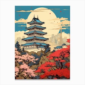 Himeji Castle, Japan Vintage Travel Art 3 Canvas Print