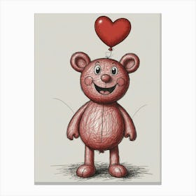 Teddy Bear With Heart Canvas Print