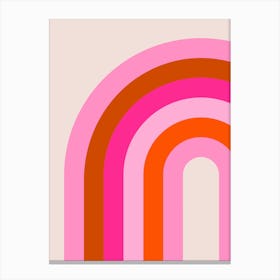 Retro Rainbow Arch Pink And Orange Canvas Print