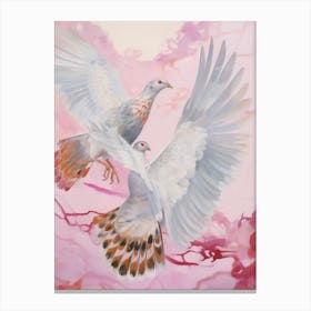 Pink Ethereal Bird Painting Grouse 2 Canvas Print