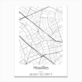 Houilles,France Minimalist Map Canvas Print