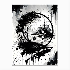Black And White Ink Painting 1 Canvas Print