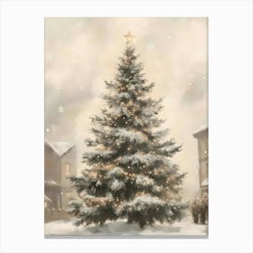 Christmas Tree In The Snow 8 Canvas Print