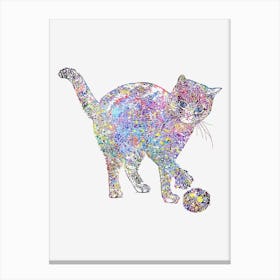 The Cat That Plays Watercolor Canvas Print