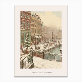 Vintage Winter Poster Amsterdam Netherlands 4 Canvas Print