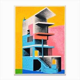 A House In Dubai, Abstract Risograph Style 3 Canvas Print