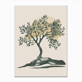 Olive Tree Minimal Japandi Illustration 2 Canvas Print