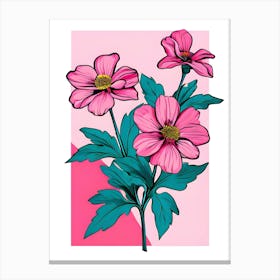 Pink Cosmos Flowers Canvas Print