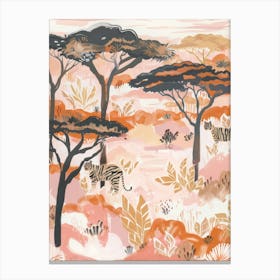 Tigers Pastels Jungle Illustration 2 Canvas Print