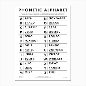 Phonetic Alphabet 3 Canvas Print