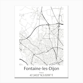 Fontaine Les Dijon,France Minimalist Map Canvas Print