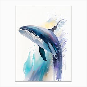 Long Finned Pilot Whale Storybook Watercolour  (3) Canvas Print