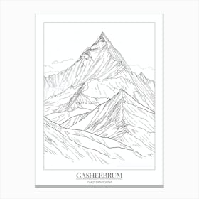 Gasherbrum I Pakistan China Line Drawing 3 Poster Canvas Print