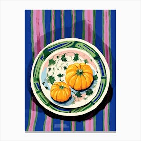 A Plate Of Pumpkins, Autumn Food Illustration Top View 48 Canvas Print