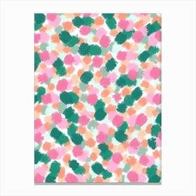 Pink And Green Splatters Canvas Print