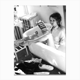 Woman Reading In Bathtub Canvas Print