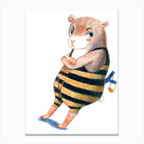 Grumpy Hamster Boy with Slingshot Canvas Print