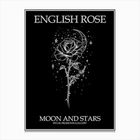 English Rose Moon And Stars Line Drawing 2 Poster Inverted Canvas Print